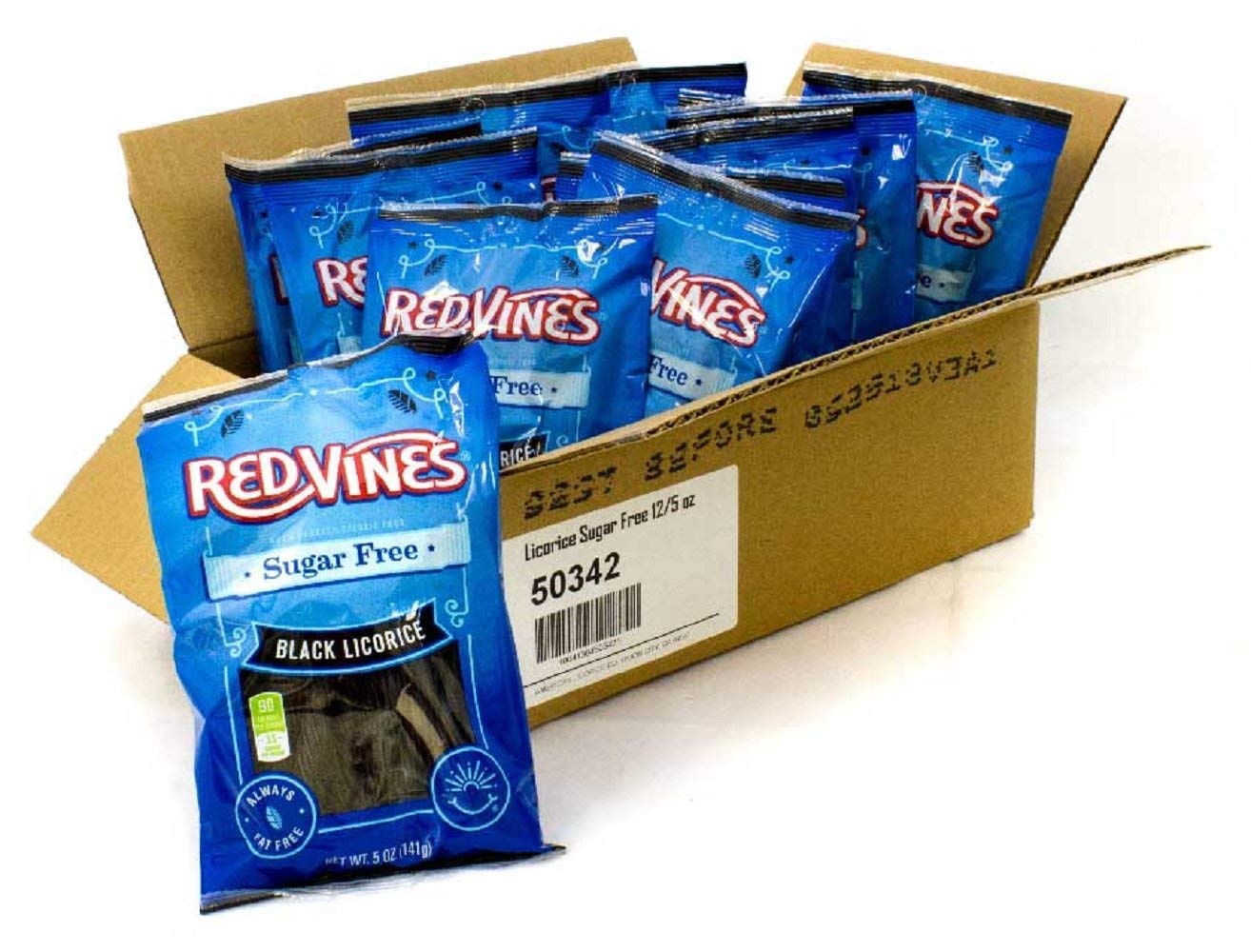 Red Vines Sugar Free Black Licorice, Soft  Chewy Candy Twists, 5Oz Bags (12 Pack)