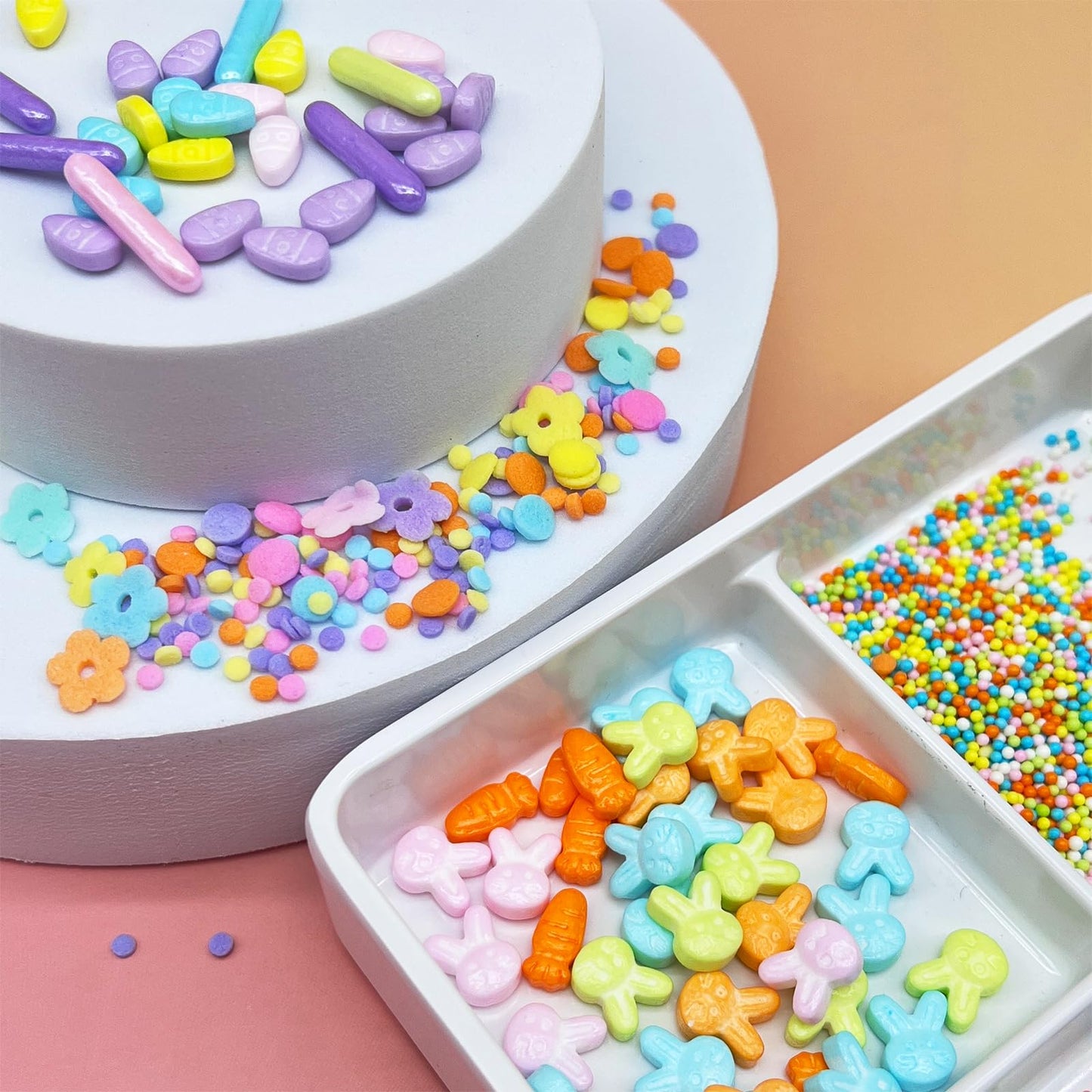 Easter Sprinkles, 6 Mix Pastel Sprinkles For Cake Decorating, 6.53 Oz Spring Bunny Carrots Sprinkle, Edible Sprinkle For Baking,