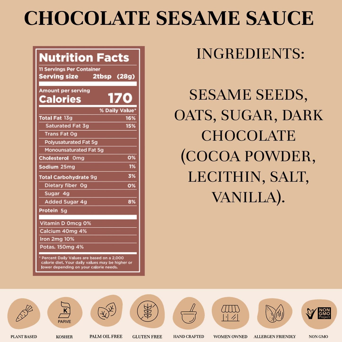 Seed + Mill - Chocolate Sesame Sauce - Chocolate Tahini In A Squeeze Bottle - Vegan, Kosher, Non-Gmo, Paleo, Gluten Free - Great