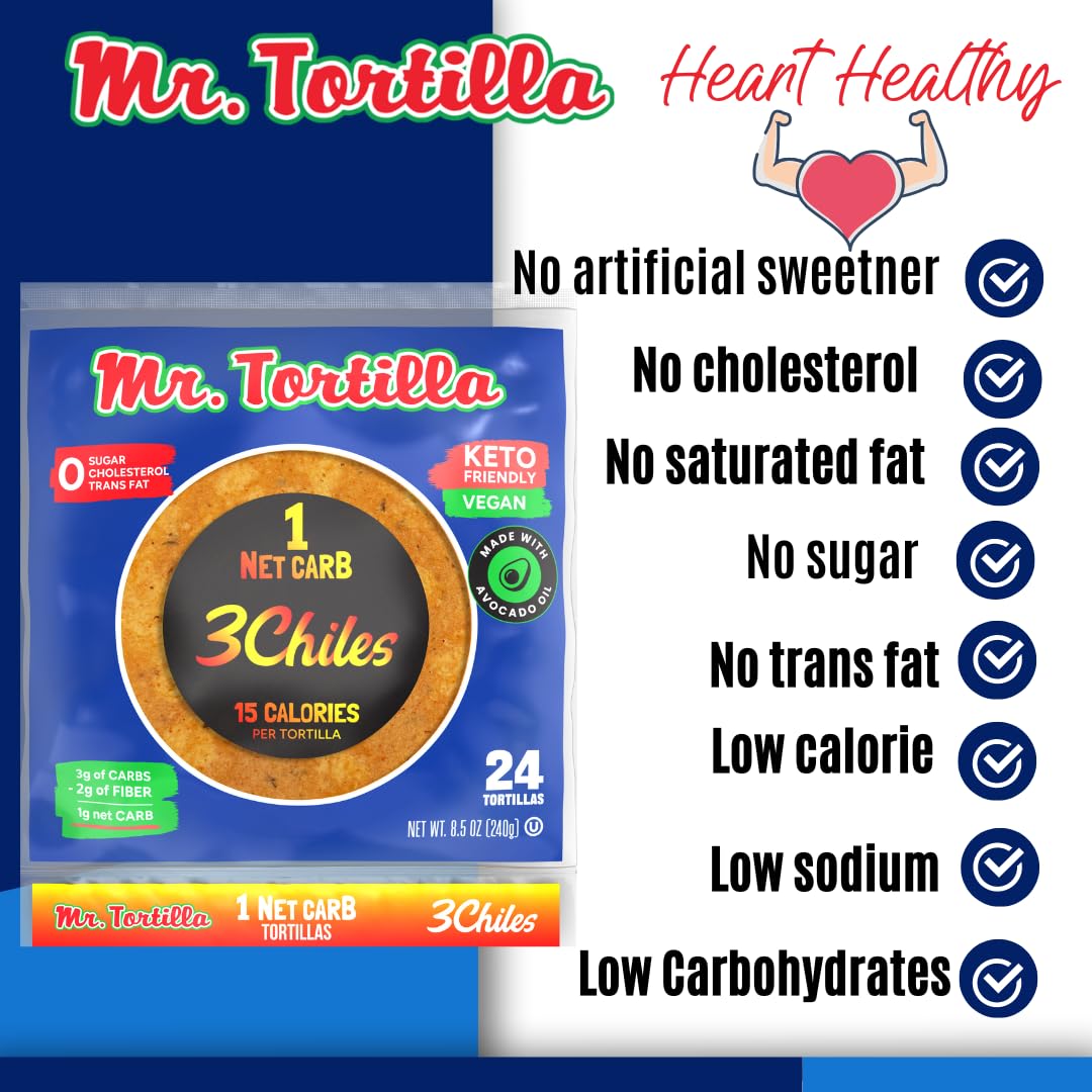 Mr. Tortilla Low Carb Keto Soft Taco Shells, Vegan Healthy Snacks & Bread Alternative, 1 Net Carb 15 Calories, Delicious Small B