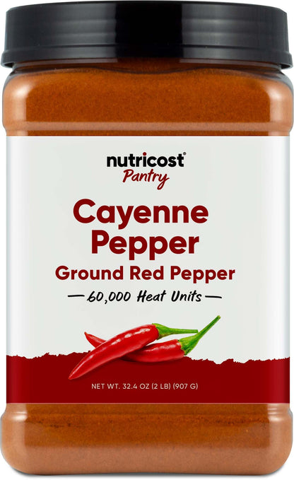 Nutricost Pantry Cayenne Pepper 60,000 Heat Units (2 Pounds) - Ground Red Pepper Powder, Vegan, Gluten-Free, GMO-Free