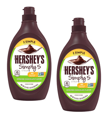 HERSHEYS Simply 5 Chocolate Syrup - 5 Ingredients - 11 Fl Oz (Pack of 2) - No High Fructose Corn Syrup