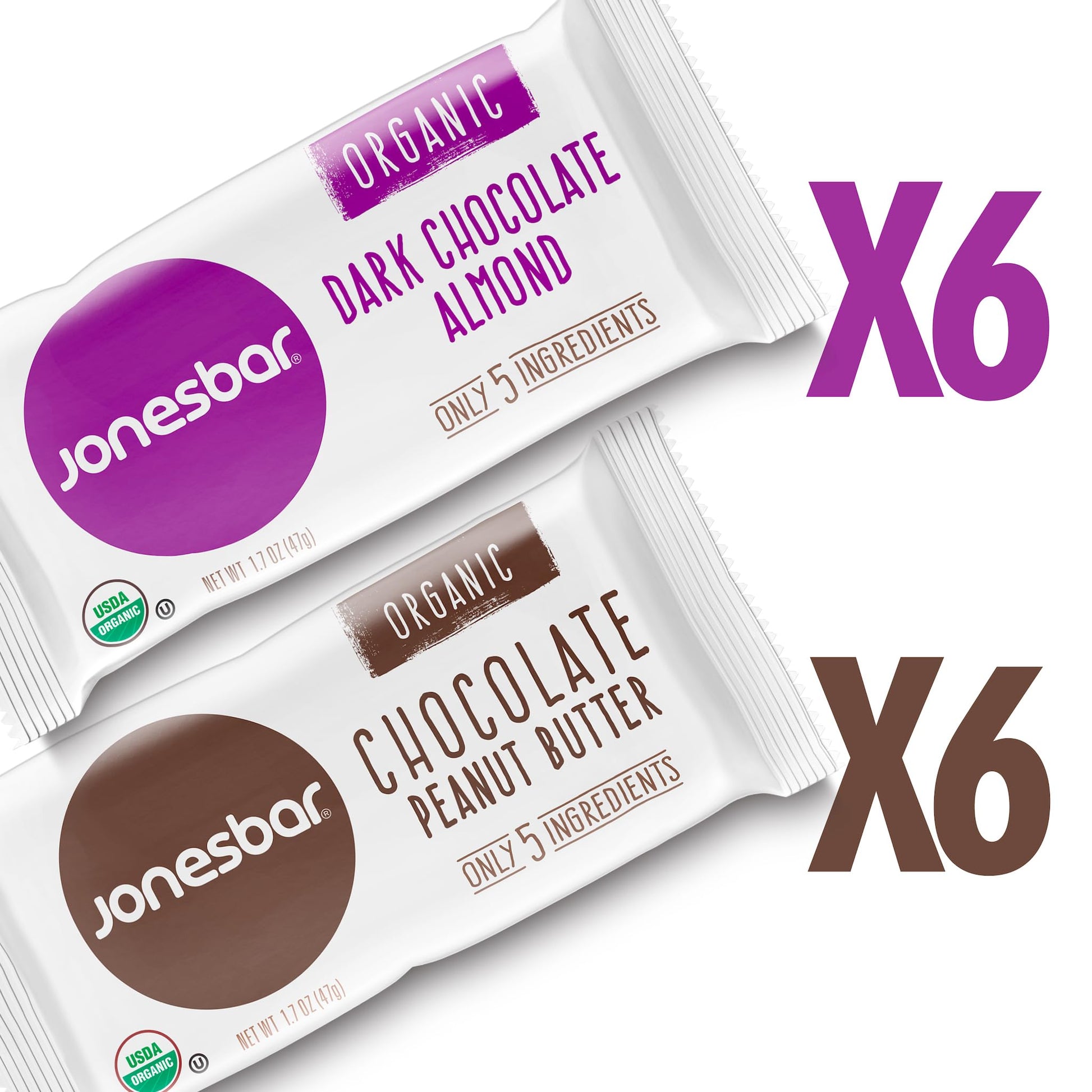 Jonesbar Usda Organic Fruit & Nut Bar, Non-Gmo, Kosher, Vegan, Gluten Free, Simple Snack Bar (Chocolate Lovers, 12 Count (Pack O