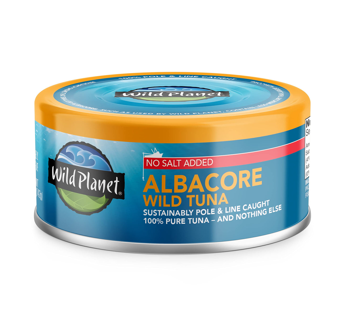 Wild Planet Wild Albacore Tuna, No Salt Added, Canned Tuna, Sustainably Wild-Caught, Non-GMO, Kosher, Gluten Free, Keto and Pale