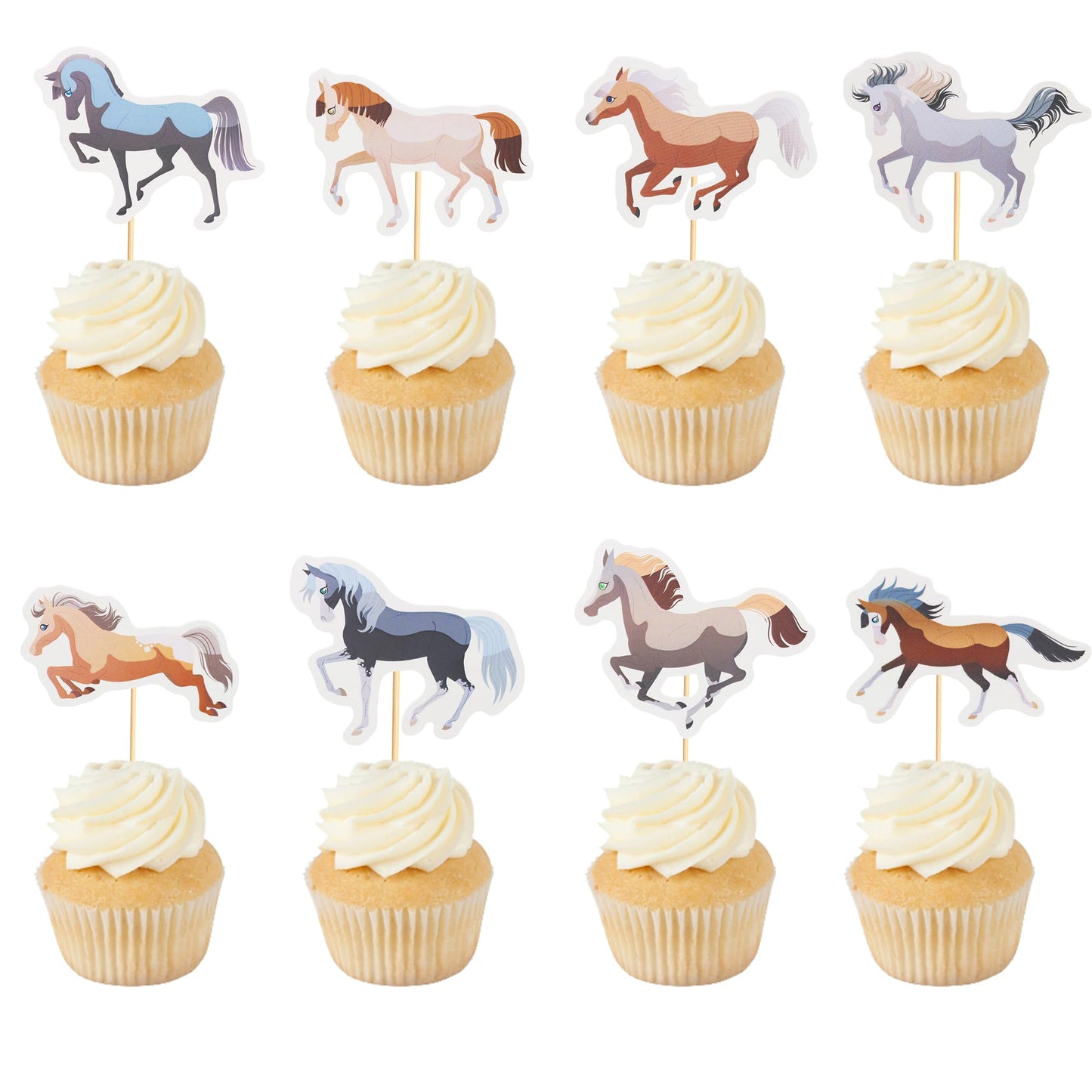 Arthsdite Horse Cupcake Toppers 24Pcs Plastic Small Equestrian Theme Baby Shower Party Decorations Style 2