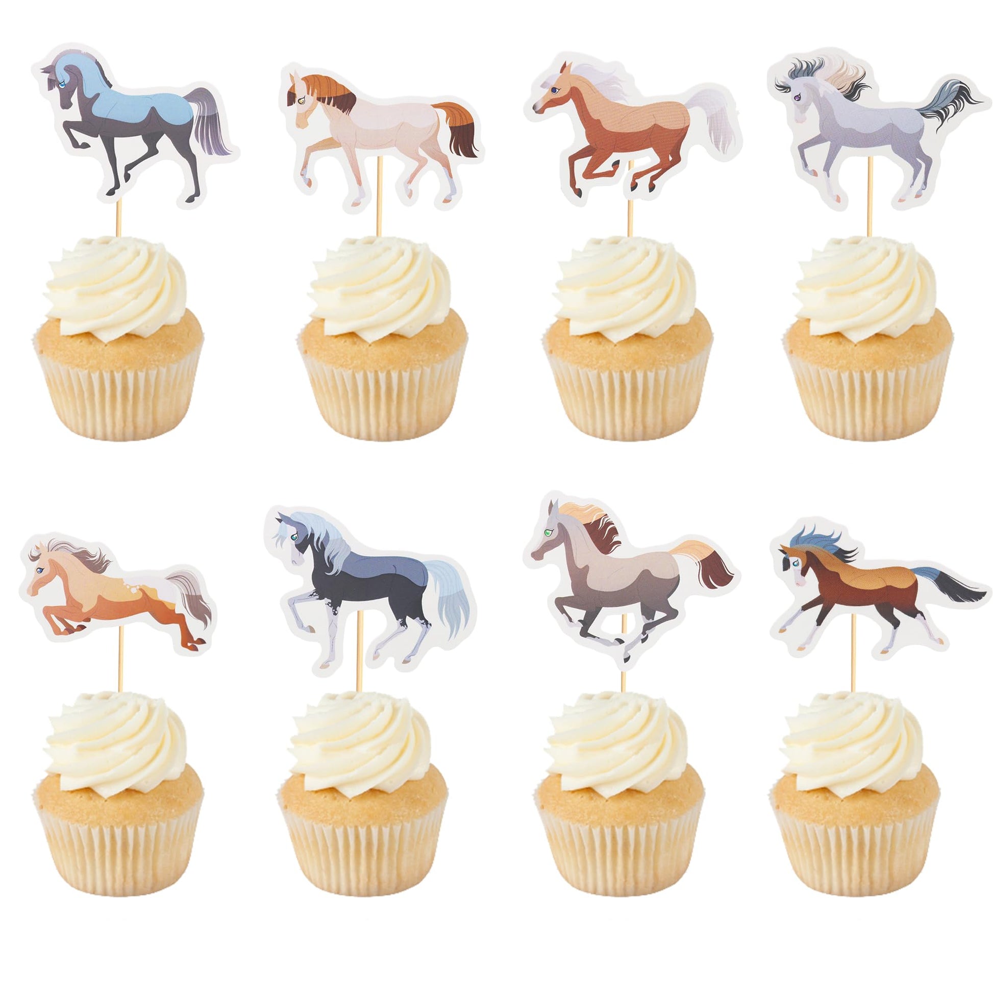 Arthsdite Horse Cupcake Toppers 24Pcs Plastic Small Equestrian Theme Baby Shower Party Decorations Style 2