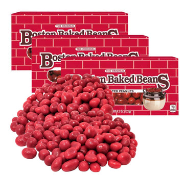 Snacks Boston Baked Beans Candy, Traditional Candy Coated Peanuts, Bulk Snack Pack for Movies, Games, Events, 3 Pack