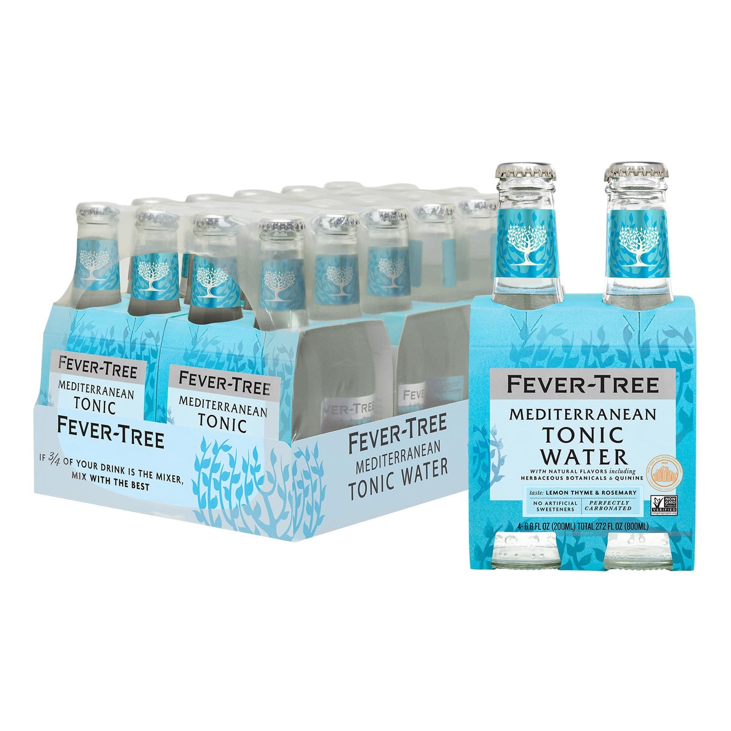 Fever-Tree Mediterranean Tonic Water - Premium Mixer - 200 ML Bottles - Pack of 24 - Naturally Sourced Ingredients