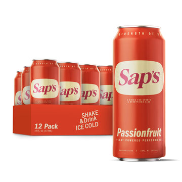 Saps Rapid Rehydration Sports Drink - 12 Cans, Passionfruit With Electrolytes And Adaptogens For Workouts, Wellness - Zero Artif