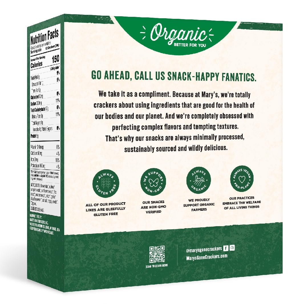 Marys Gone Crackers Super Seed Crackers, Organic Plant Based Protein, Gluten Free, Jalapeno, 5.5 Ounce (Pack Of 1)