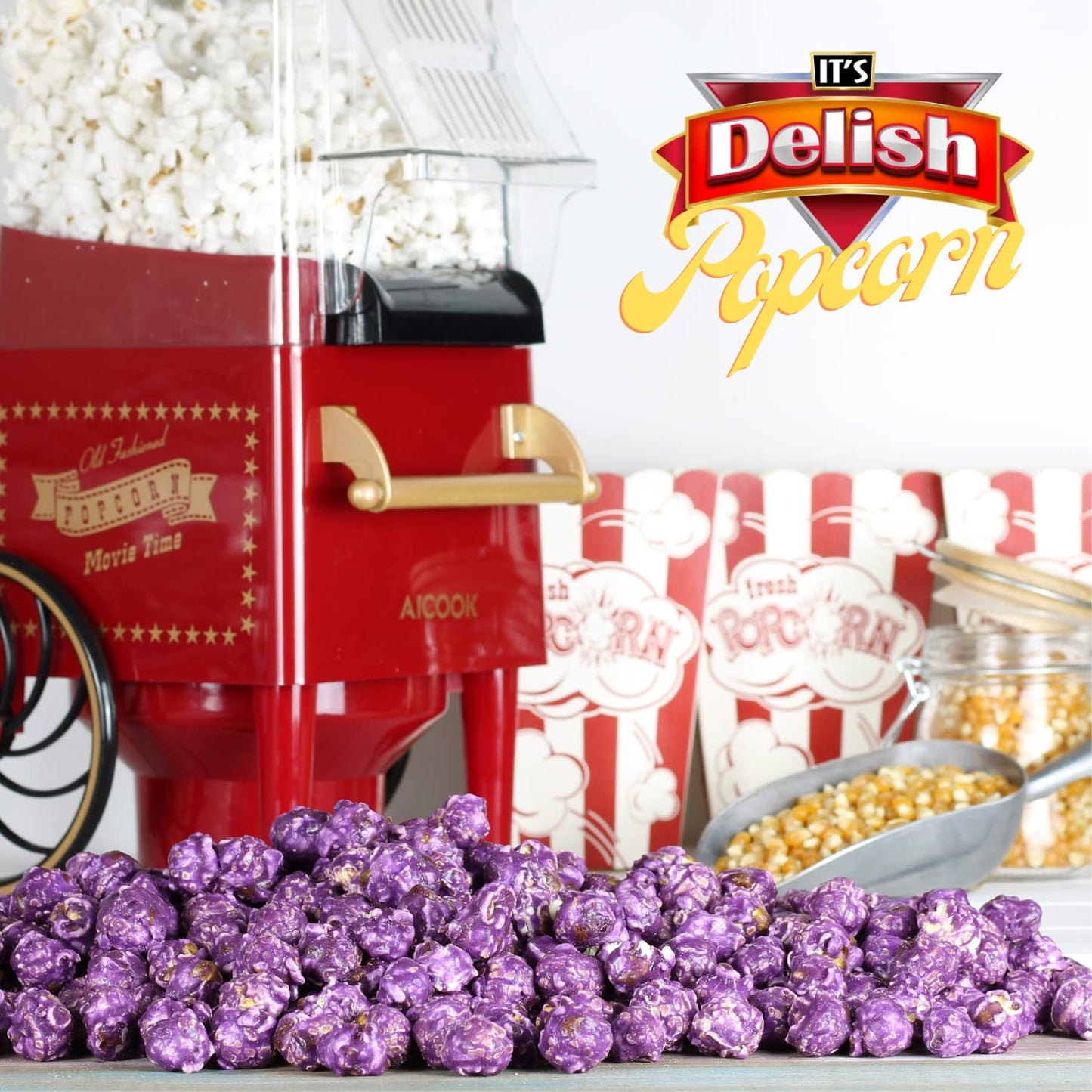 Gourmet Purple Grape Flavored Popcorn By Its Delish 5 Lbs Bulk Bag  Air Popped Pop Corn Snack - Fruity Purple Themed Candy Confe