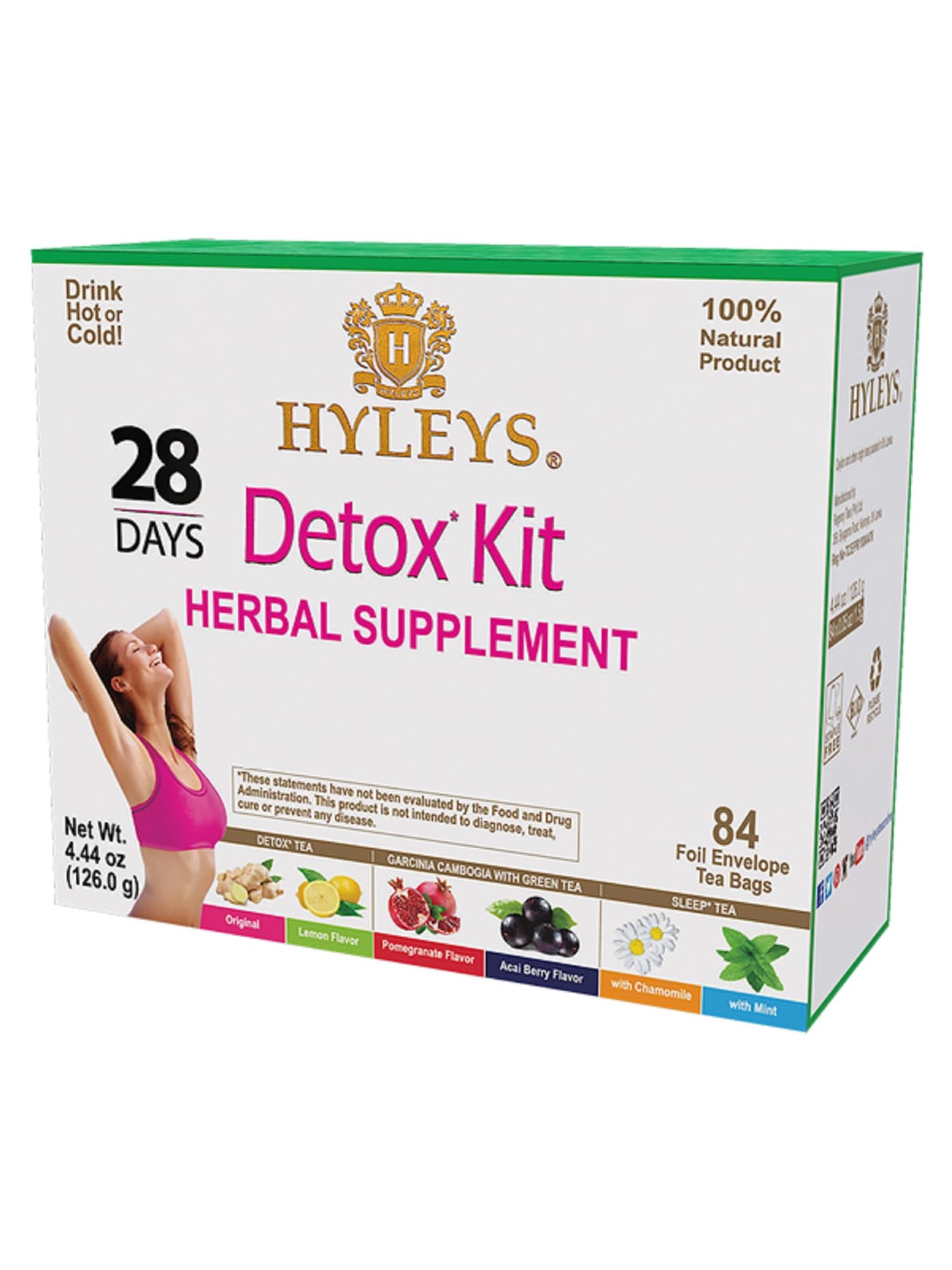Hyleys Detox Tea For Cleanse - 28 Day Detox Kit With 84 Tea Bags - Garcinia Cambogia  Green Tea  Mint & Chamomile - Supports Weight Loss  Digestion & Sleep (9 Pack - 756 Tea Bags Total)