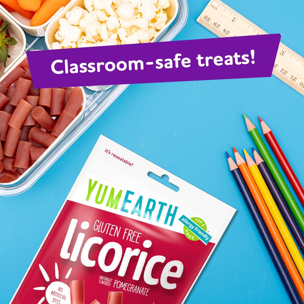 YumEarth Organic Gluten Free Pomegranate Licorice Snack Packs - Allergy Friendly, Gluten Free, Non-GMO, Vegan, No Artificial Fla