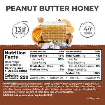 Power Crunch Protein Wafer Bars, High Protein Snacks With Delicious Taste, Peanut Butter Honey, 1.4 Ounce (12 Count)