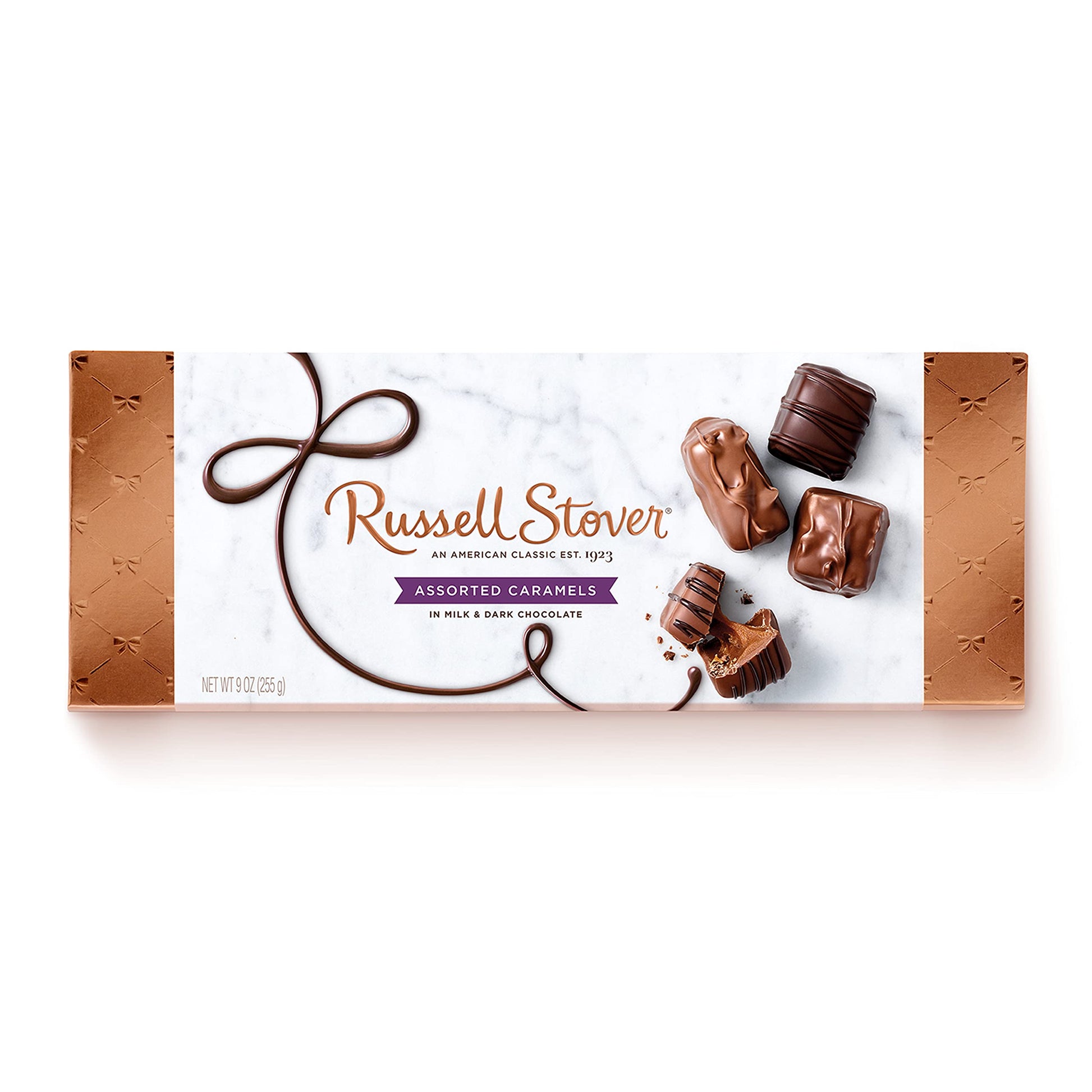 Russell Stover Assorted Caramels In Milk And Dark Chocolate Chocolate Gift Box 9 Ounce