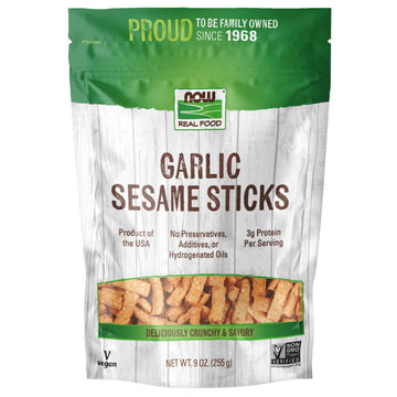 Now Foods, Garlic Sesame Sticks, Product Of The Usa, Certified Non-Gmo, 9-Ounce (Packaging May Vary), Pack Of 15