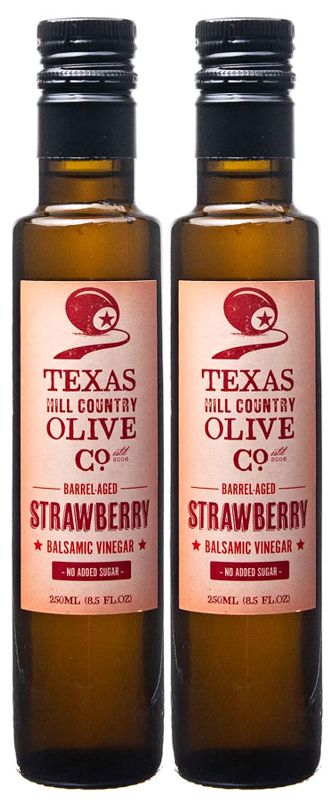 Texas Hill Country Olive Company Strawberry Balsamic Vinegar - Gourmet Barrel Aged - 8.45 Fl Oz (Pack of 2)