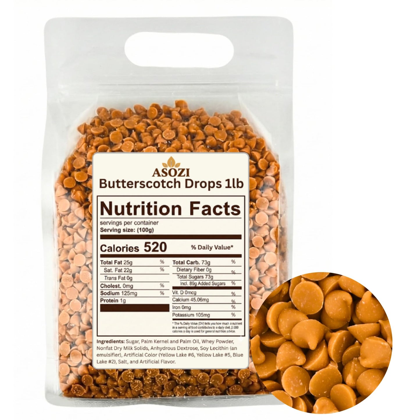 Butterscotch Chips for Baking 1lb- Smooth & Creamy Drops for Cakes, Cookies, Pancakes, Ice Cream & Yogurt Topping, Perfect Butte