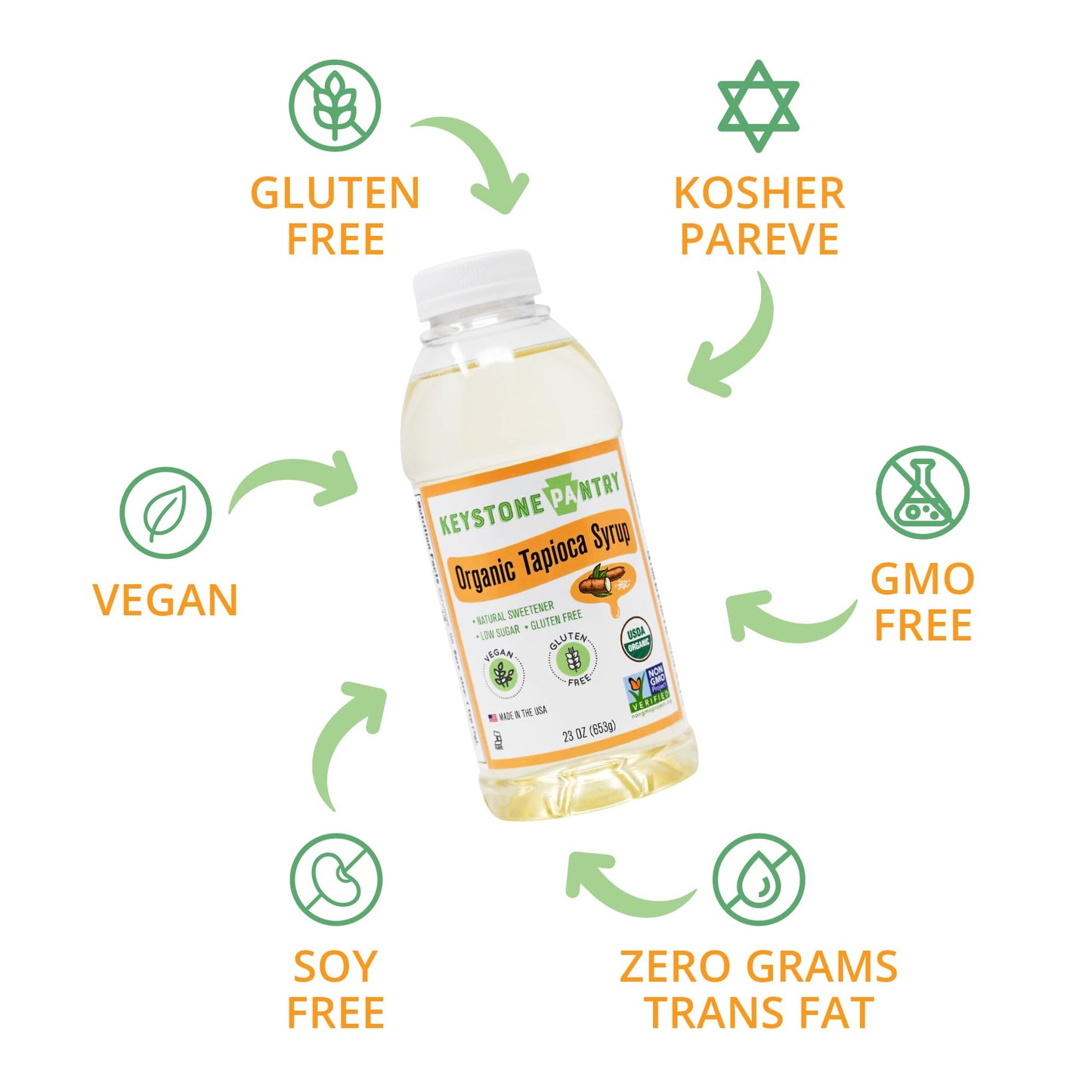 KEYSTONE PANTRY Organic Tapioca Syrup - Gluten-Free Vegan Sweetener - 23 Fl Oz (Pack of 15)