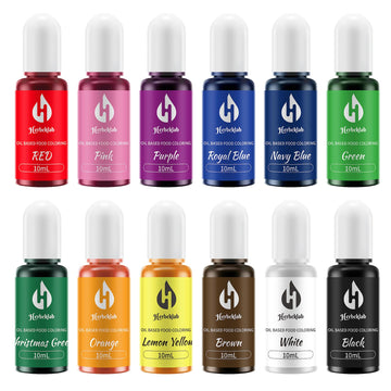 Oil Based Food Coloring for Chocolate 12 Colors x 10 ml Concentrated Oil Food Coloring for Melting Chocolate Candy Melts Cake Po