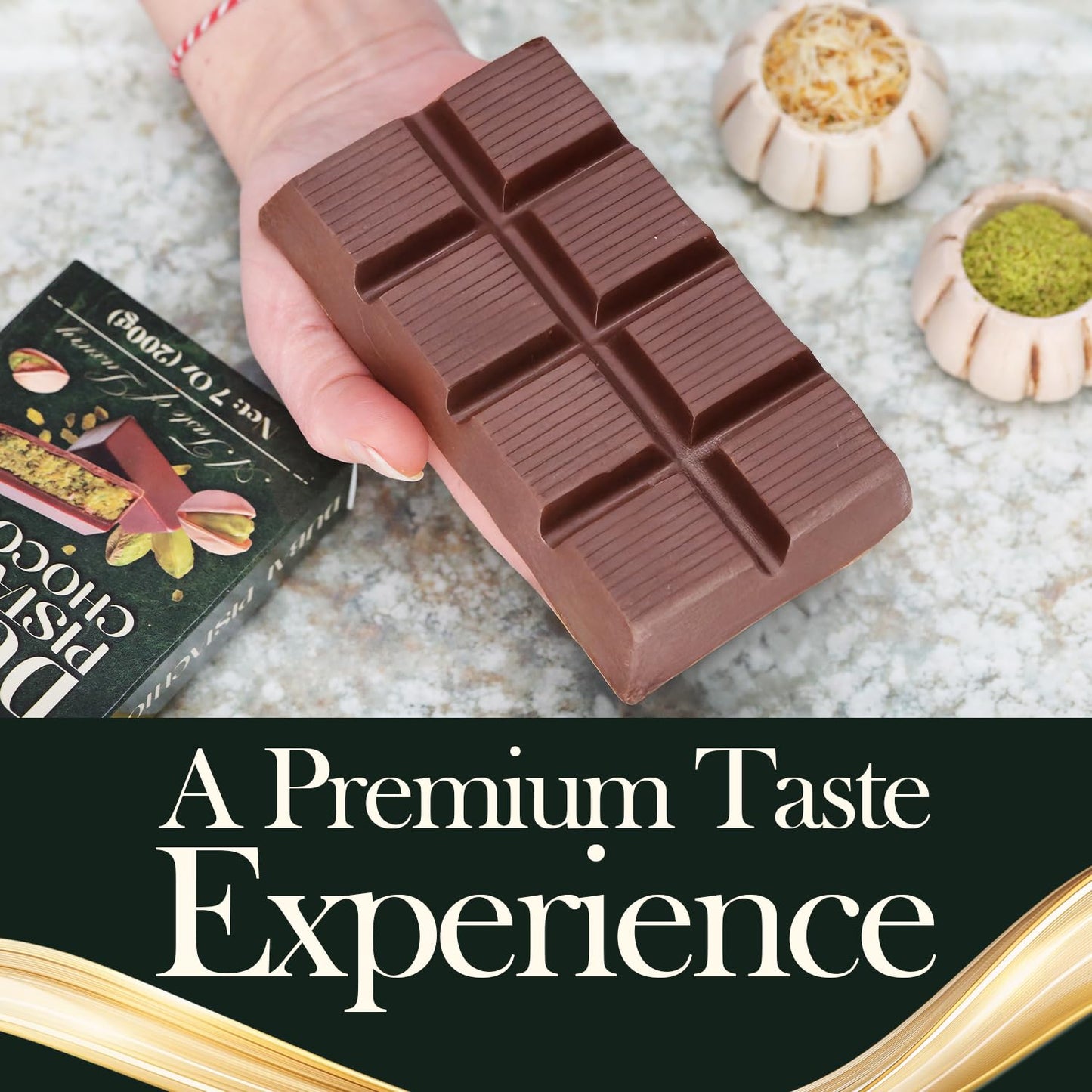 Dubai Chocolate Bar, Pistachio Chocolate Knafeh Bar (7 Oz, Pistachio)