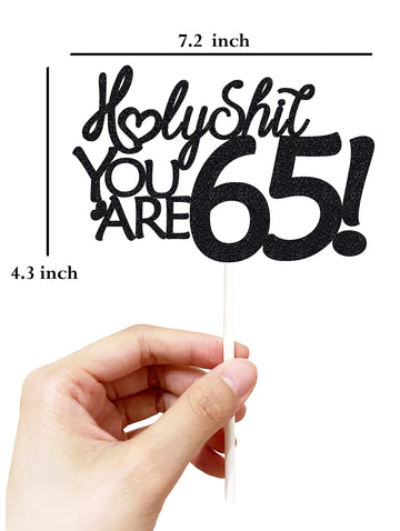 65 Birthday Cake Toppers-Black Glitter, Funny 65Th Cake Topper For Men,65 Cake Topper For Women, 65Th Birthday Decorations,65Th