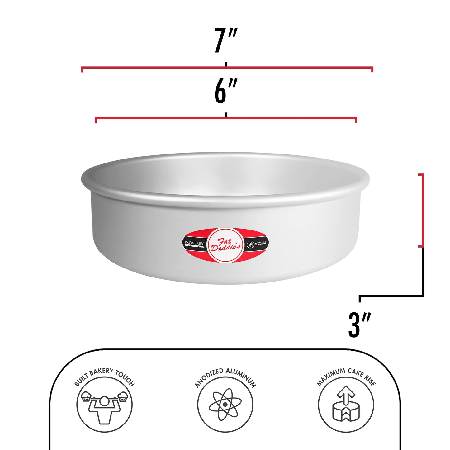 Fat Daddios Pcc-63Set Anodized Aluminum Round Cheesecake Pans, 2 Piece Set, 6 X 3 Inch