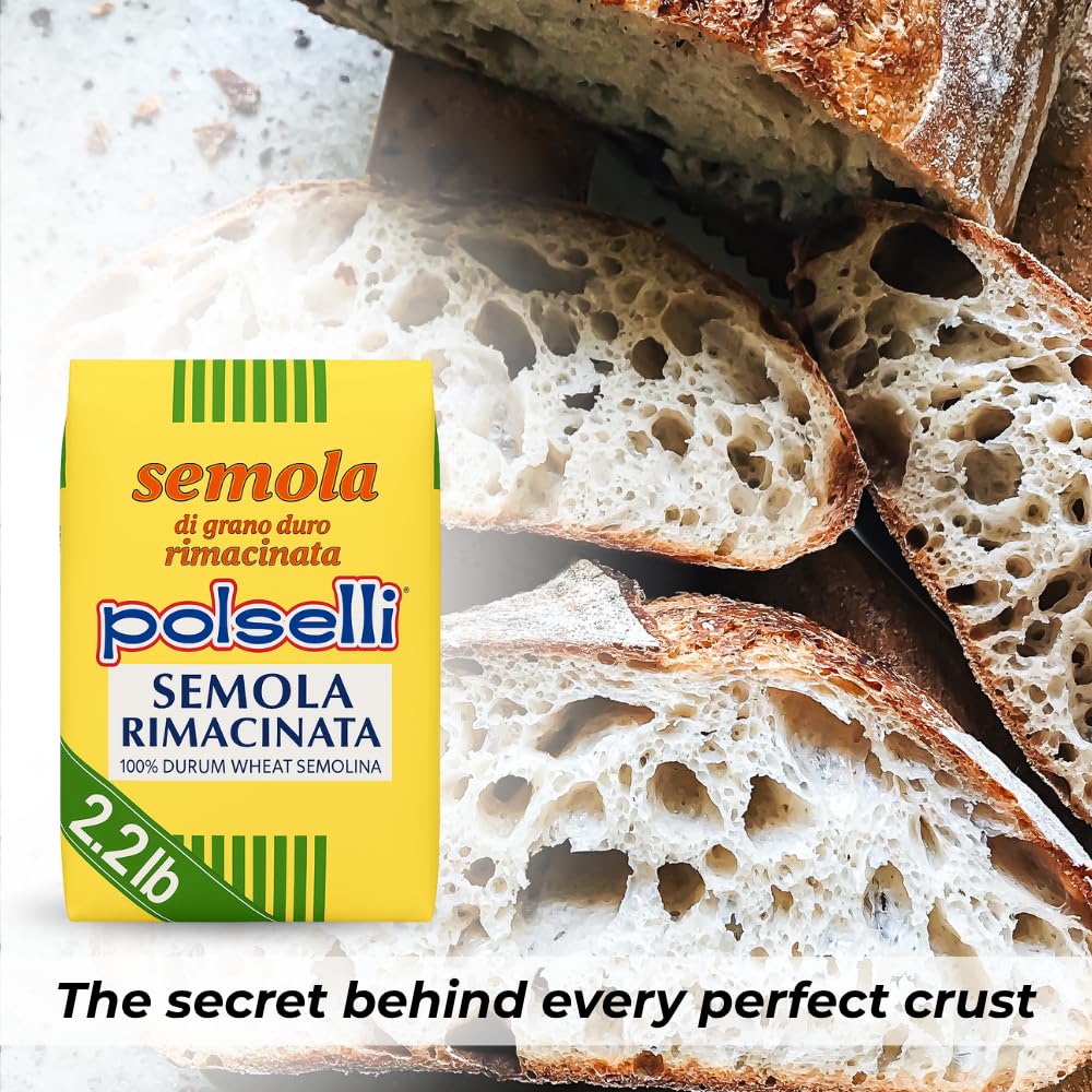 POLSELLI Semola Flour, 1 kg, Great for Bread, Pizza, Pasta Making, 70.55 Ounce