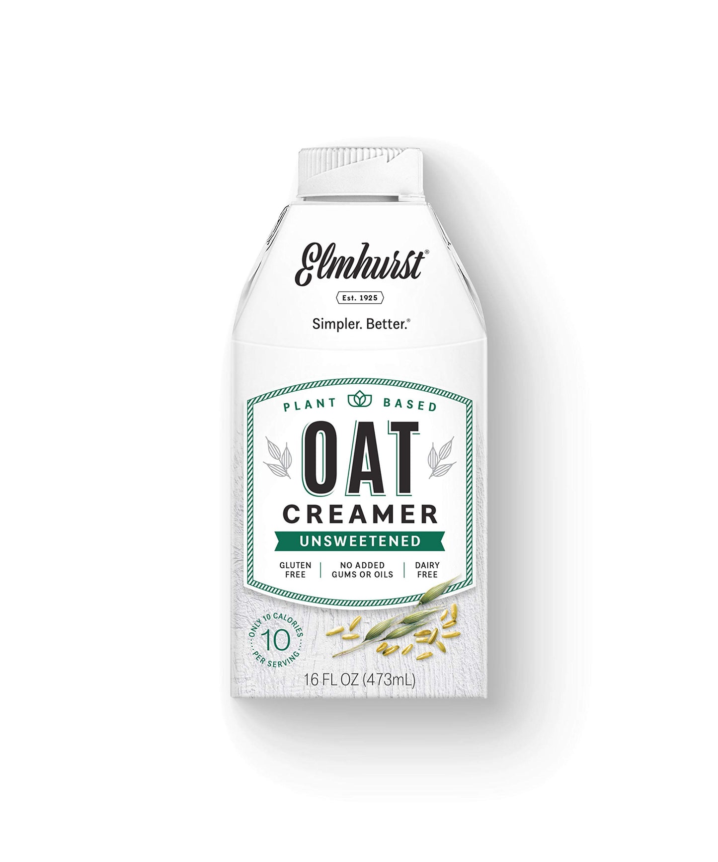 Elmhurst 1925 Unsweetened Oat Creamer - 16 Ounce (Pack Of 6) Dairy-Free, Vegan, Kosher, No Sugar, Shelf Stable Creamer Made With Whole Grain Oats For Healthier, Simpler Plant Based Alternatives