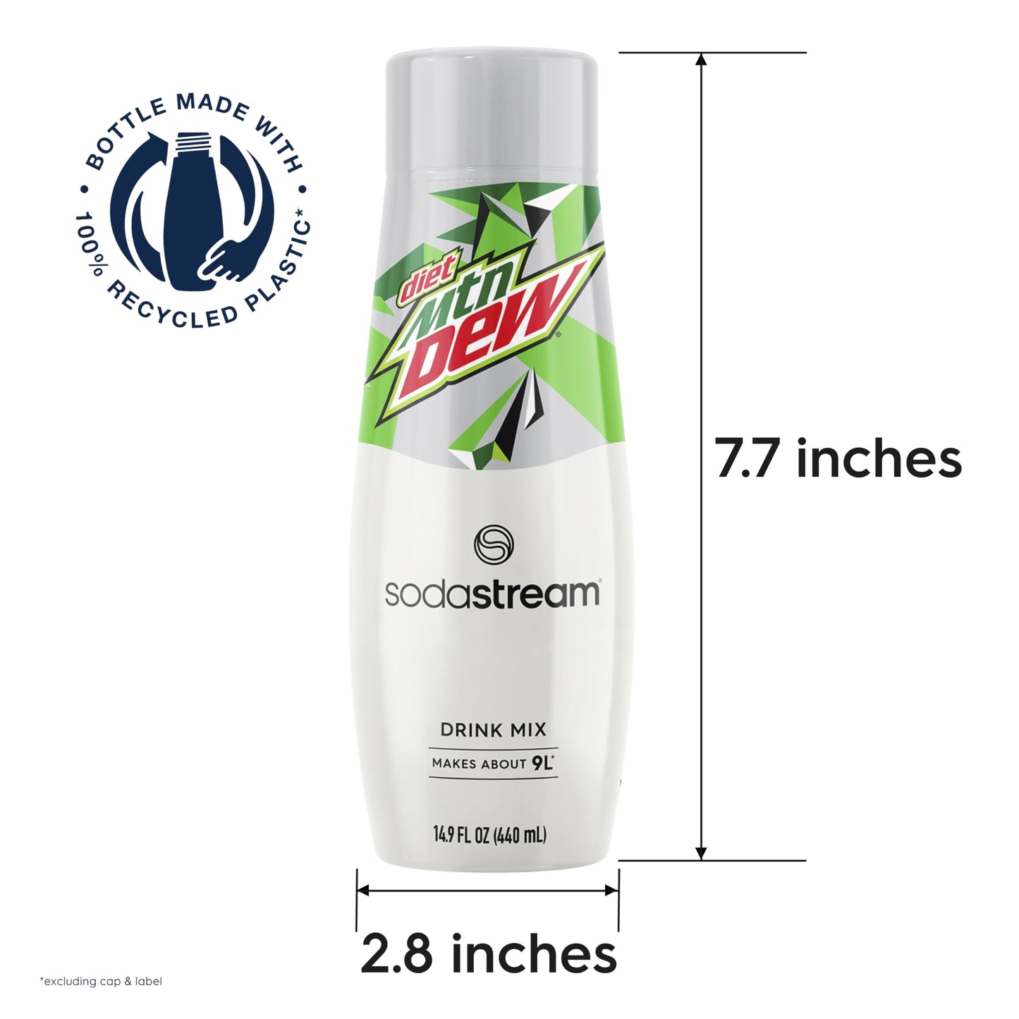 SodaStream Diet Mountain Dew Soda Drink Mix, Zero Calories, 51mg Caffeine, 14.9 Fl Oz (Pack of 4)