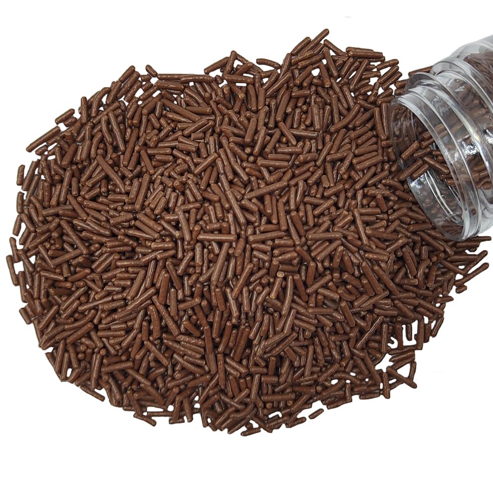 Homankit Brown Jimmies Sprinkles Edible Toppings for Ice Cream, Cake, Cookies, 2.75 Ounces, Chocolate Jimmies