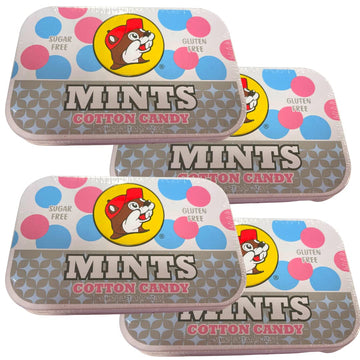 Buc-Ees Sugar Free Cotton Candy Flavored Breath Mints, Gluten Free, Four Tins Of 50 Mints (200 Mints Total)