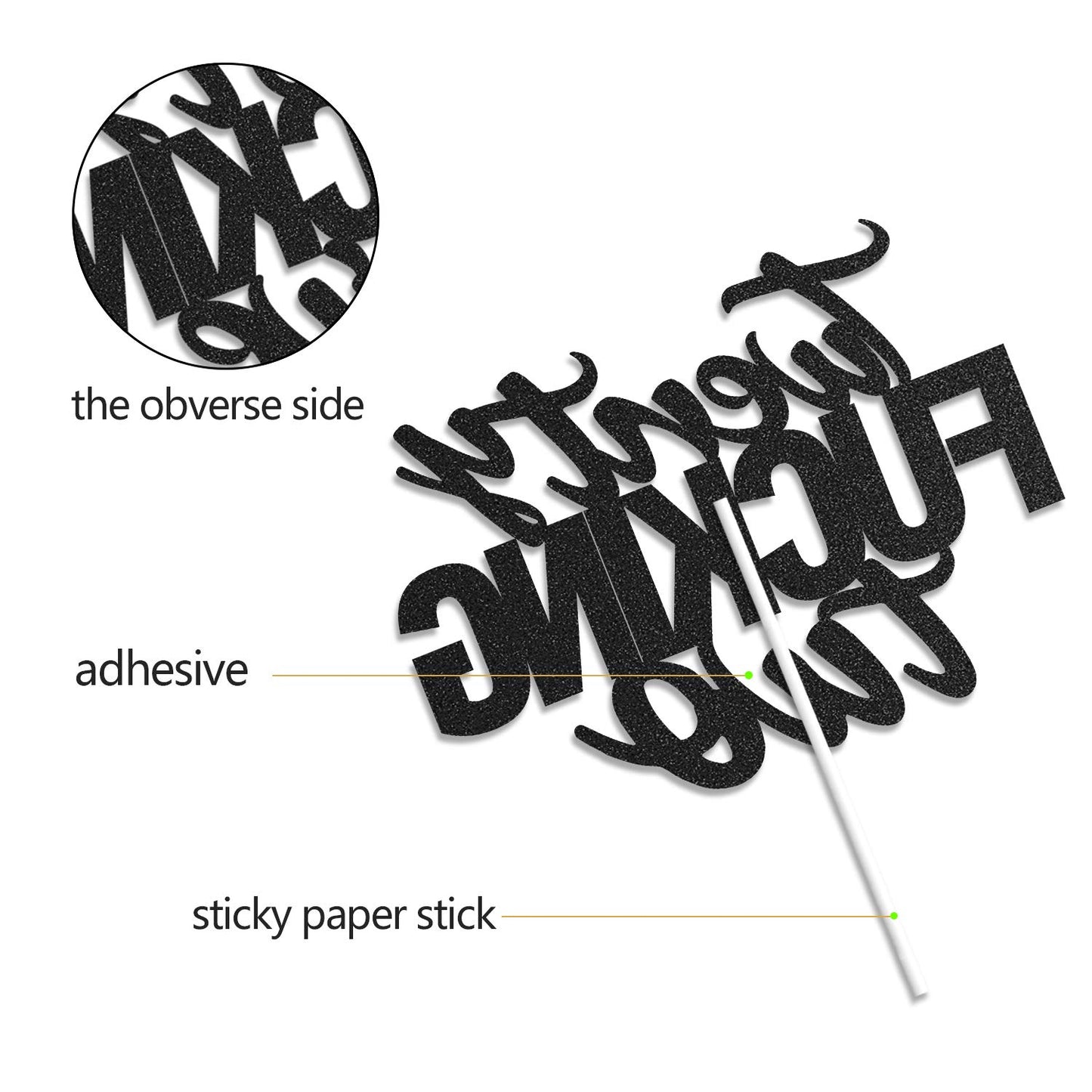Twenty Two Black Glitter Cake Toppers 22 Years Old 22Nd Birthday Party Decorations Supplies