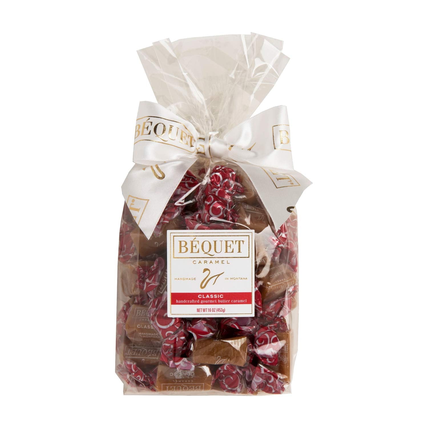 Béquet Caramel Classic Gourmet Caramel Candy, Individually Wrapped, 16oz Gift Bag, Gluten Free, Kosher (Star D)
