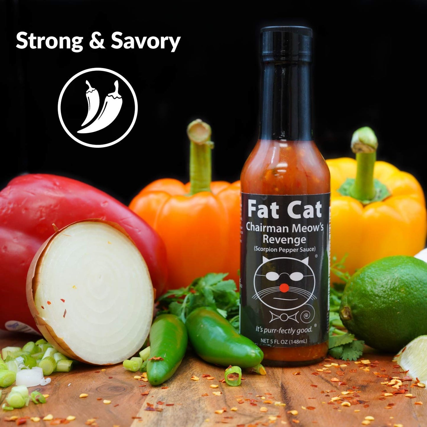 Chairman Meow'S Revenge Scorpion Pepper Sauce By Fat Cat Gourmet | Strong & Savory | Great With Grilled Meats, Veggies, Tacos, D