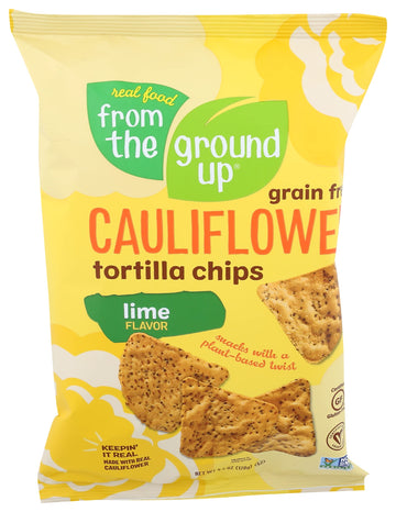 From The Ground Up Cauliflower Lime Tortilla Chip, 4 Oz