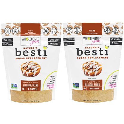 Wholesome Yum Besti Natural Brown Sugar Substitute - Keto Brown Monk Fruit Sweetener Blend With Allulose (No Erythritol) - Non G