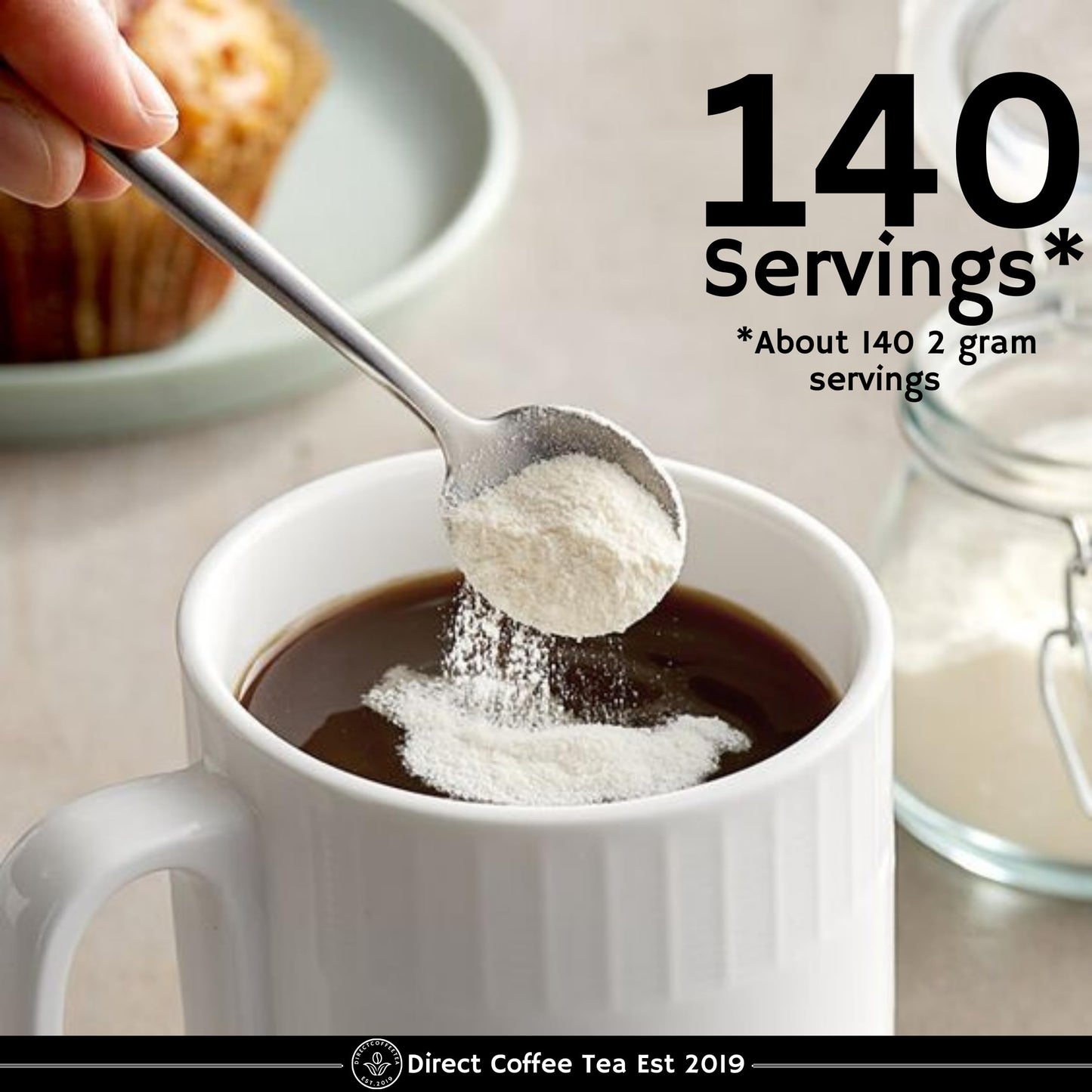 Zero Sugar Powder Coffee Creamer Variety - French Vanilla, Vanilla Caramel & Hazelnut With Direct Coffee Tea Est 2019 Spoon, Non