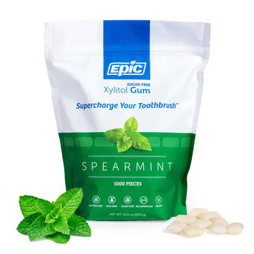 Epic Gum - Aspartame Free 100% Xylitol - Chewing Gum Sugar Free Gum - Spearmint Flavored, 1000 Pieces (Pack of 1)