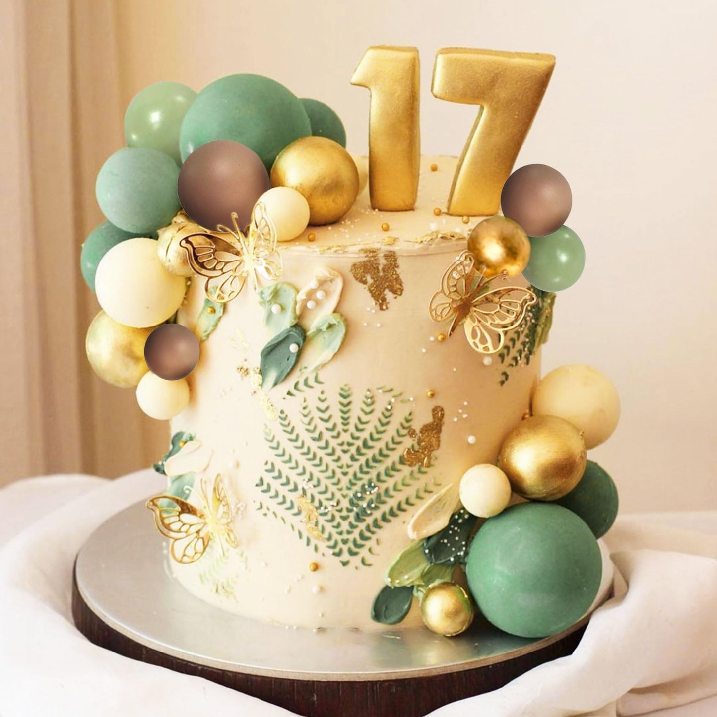 Sage Green Balls Cake Decoration Oliver Green Ball Cake Topper Bohemian Cake Decoration Boho Ball Cake Toppers Baby Shower Birth