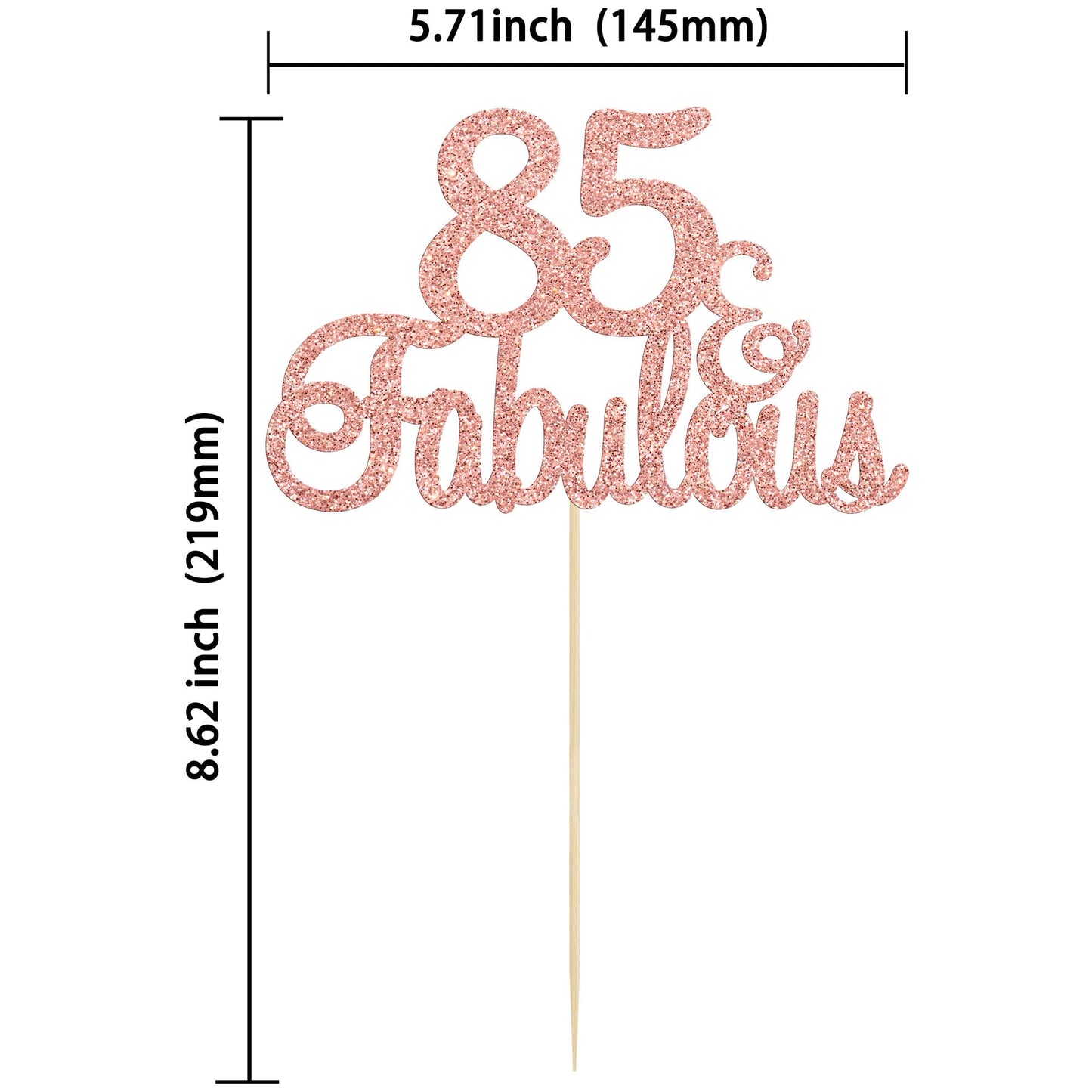 Gyufise 1Pcs 85 & Fabulous Cake Topper Rose Gold Glitter Eighty Five And Fabulous Cake Toppers Happy 85Th Birthday Cake Pick For