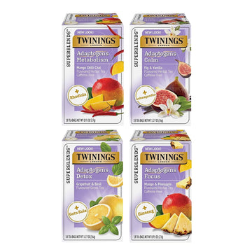 Twinings Superblends Adaptogens Wellness Variety Sampler Pack, Flavoured Herbal & Green Tea, 18 Count (Pack Of 4), Enjoy Hot Or 