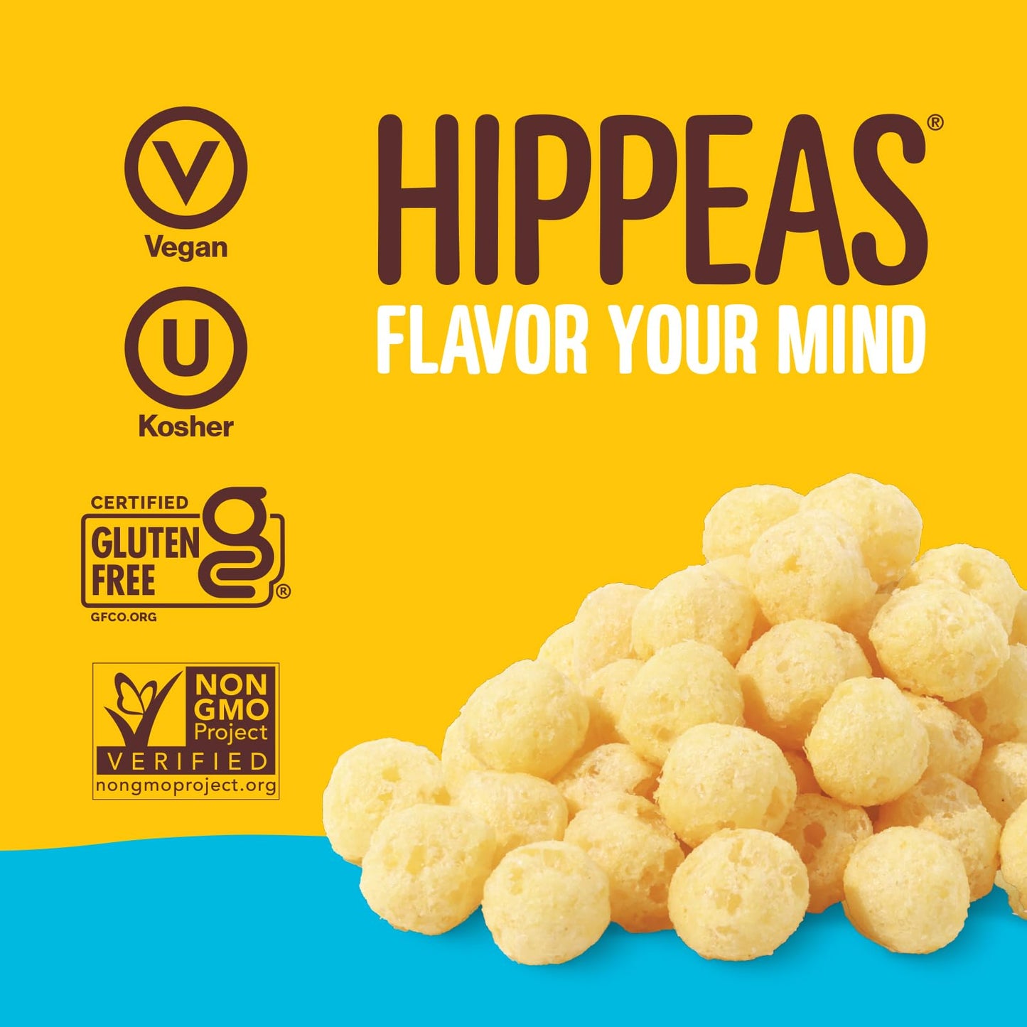 HIPPEAS Cheezy Cheddar Pops, Vegan Snack, 2g Protein, Gluten-Free, 0.5 Ounce (Pack of 15), Tan