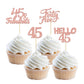 Gyufise 24Pcs Rose Gold Glitter 45Th Birthday Cupcake Toppers 45 Fabulous Cupcake Picks Hello 45 Forty Five Cupcake Picks For 45