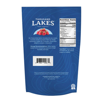 Thousand Lakes Freeze Dried Fruit - Strawberries 1.2 Ounces | No Sugar Added | 100% Sliced Strawberries