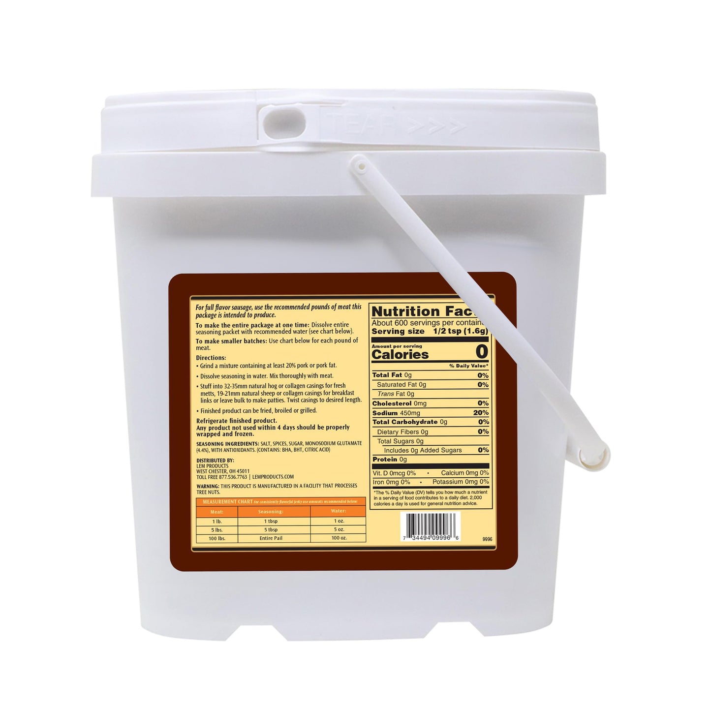 LEM Backwoods Bratwurst Sausage Seasoning, 90 Oz, Ideal for Wild Game & Domestic Meat, Model 9995