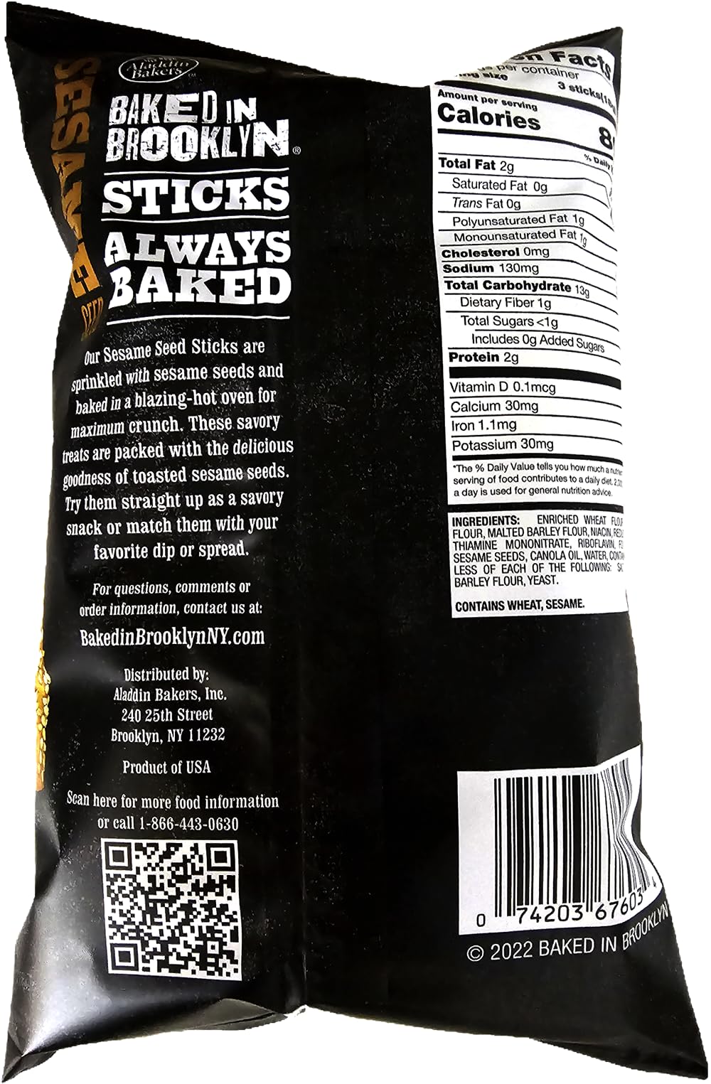 Baked in Brooklyn Sticks Certified Kosher - Sesame - Pack of 3-6 ounce