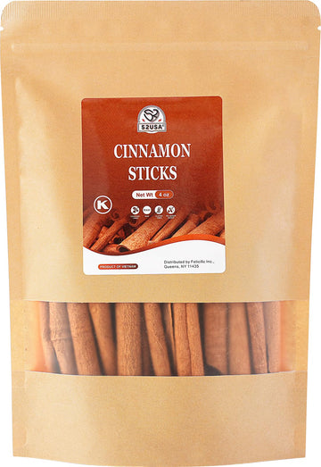 52USA Cinnamon Sticks, Cinnamon 4 oz (113g), Whole Cinnamon Sticks, 100% Raw, Kosher Certified, Gluten Free, Pure & Fresh Cinnam