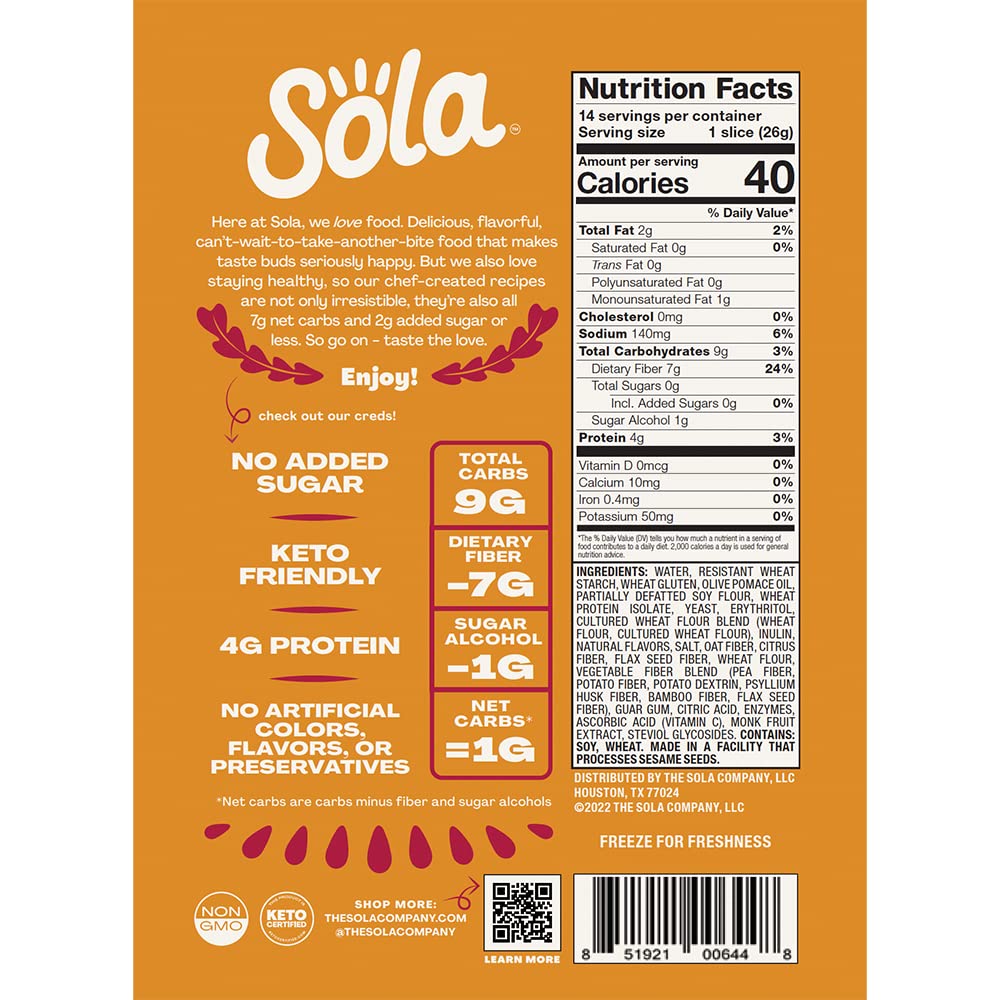 Sola Golden Wheat Bread, Non-GMO, 14 OZ Loaf (3 Pack)