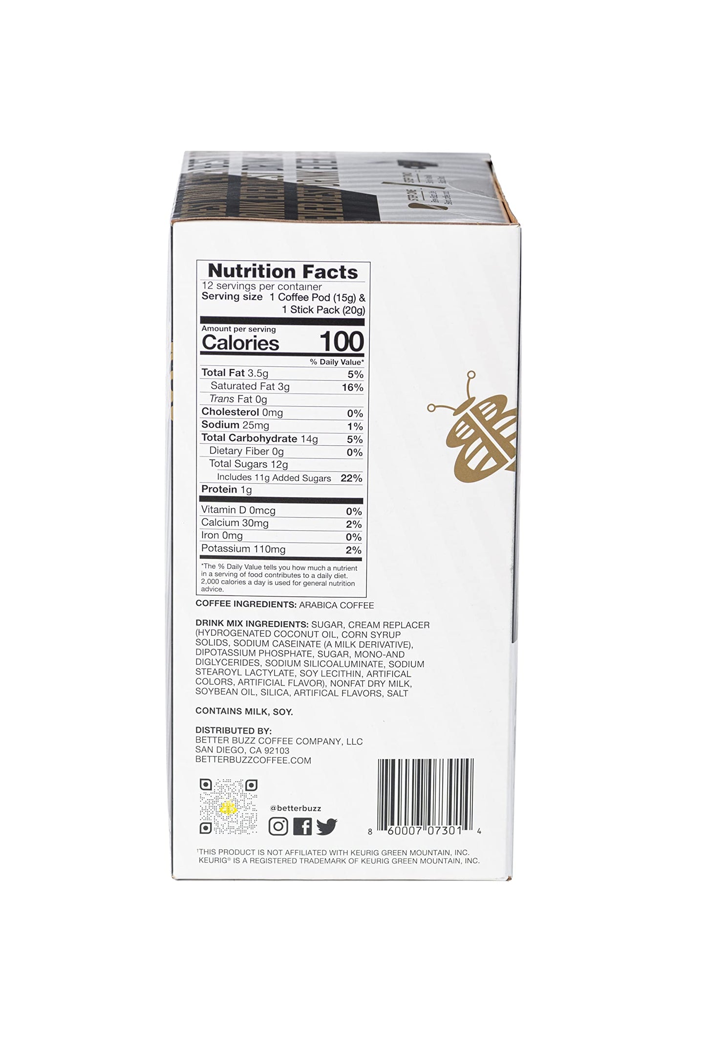 Better Buzz Best Drink Ever Vanilla Latte Single Serve Coffee Maker Kit 24Ct.,12 Medium Roast Coffee Pods (Buzz Life) & 12 Vanil